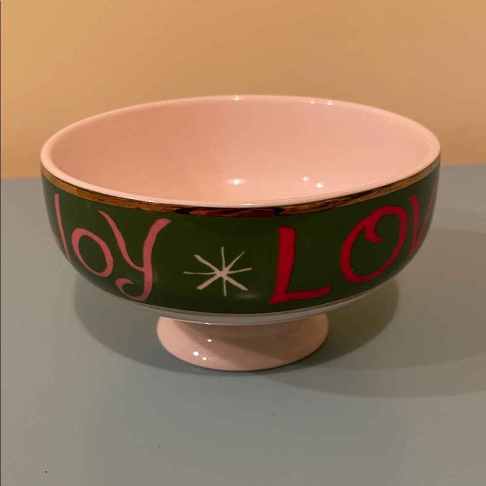 Anthropologie Danielle Kelly Ceramic “Love & Joy” Holiday Nut Bowl